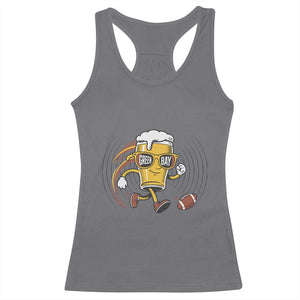 Funny Beer Mug Playing Football Racerback Tank Top Team Supporter Green Bay Gift - Print Your Wear