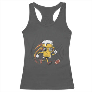 Funny Beer Mug Playing Football Racerback Tank Top Team Supporter Green Bay Gift - Print Your Wear