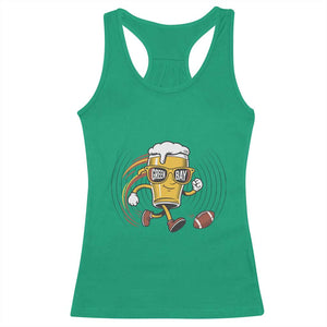 Funny Beer Mug Playing Football Racerback Tank Top Team Supporter Green Bay Gift - Print Your Wear