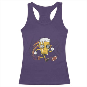 Funny Beer Mug Playing Football Racerback Tank Top Team Supporter Green Bay Gift - Print Your Wear