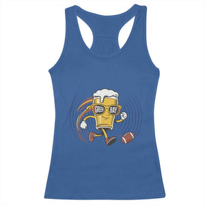 Funny Beer Mug Playing Football Racerback Tank Top Team Supporter Green Bay Gift - Print Your Wear