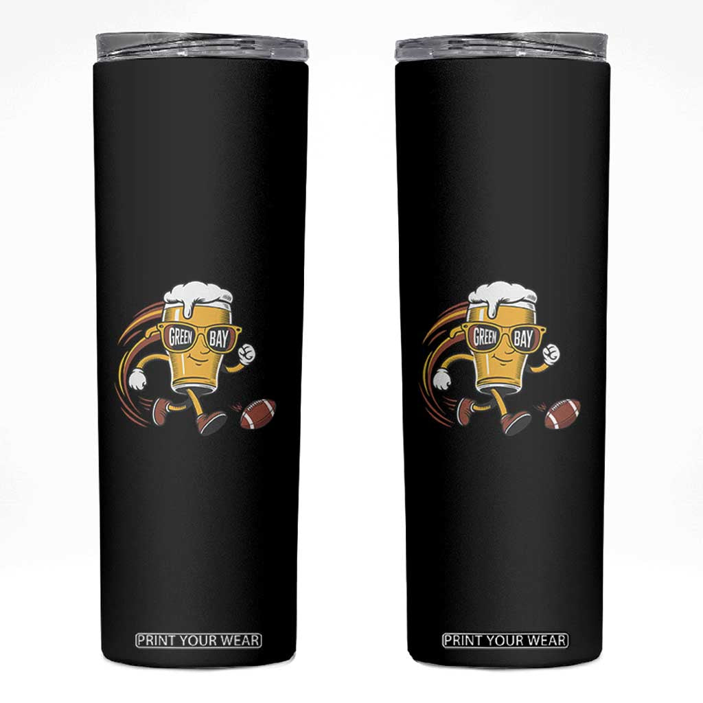 Funny Beer Mug Playing Football Skinny Tumbler Team Supporter Green Bay Gift TS12 Black Print Your Wear