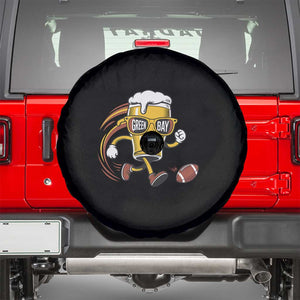 Funny Beer Mug Playing Football Spare Tire Cover Team Supporter Green Bay Gift TS12 Black Print Your Wear