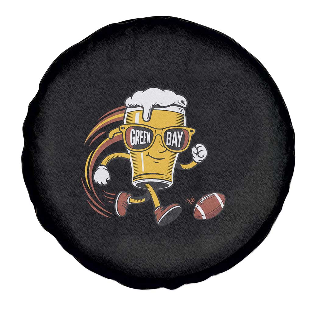 Funny Beer Mug Playing Football Spare Tire Cover Team Supporter Green Bay Gift TS12 Print Your Wear