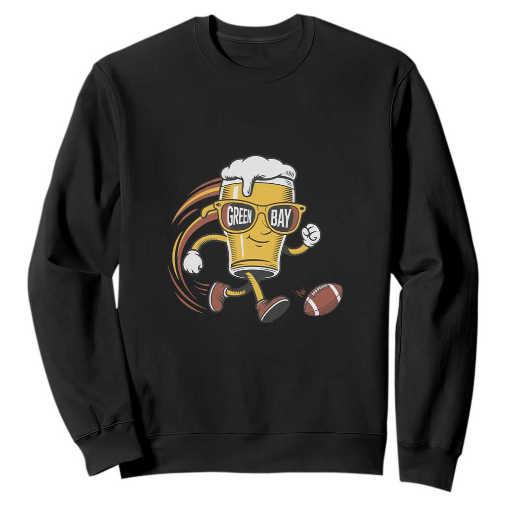 Funny Beer Mug Playing Football Sweatshirt Team Supporter Green Bay Gift TS12 Black Print Your Wear