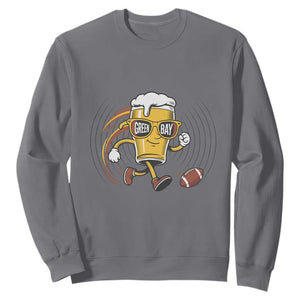 Funny Beer Mug Playing Football Sweatshirt Team Supporter Green Bay Gift TS12 Charcoal Print Your Wear