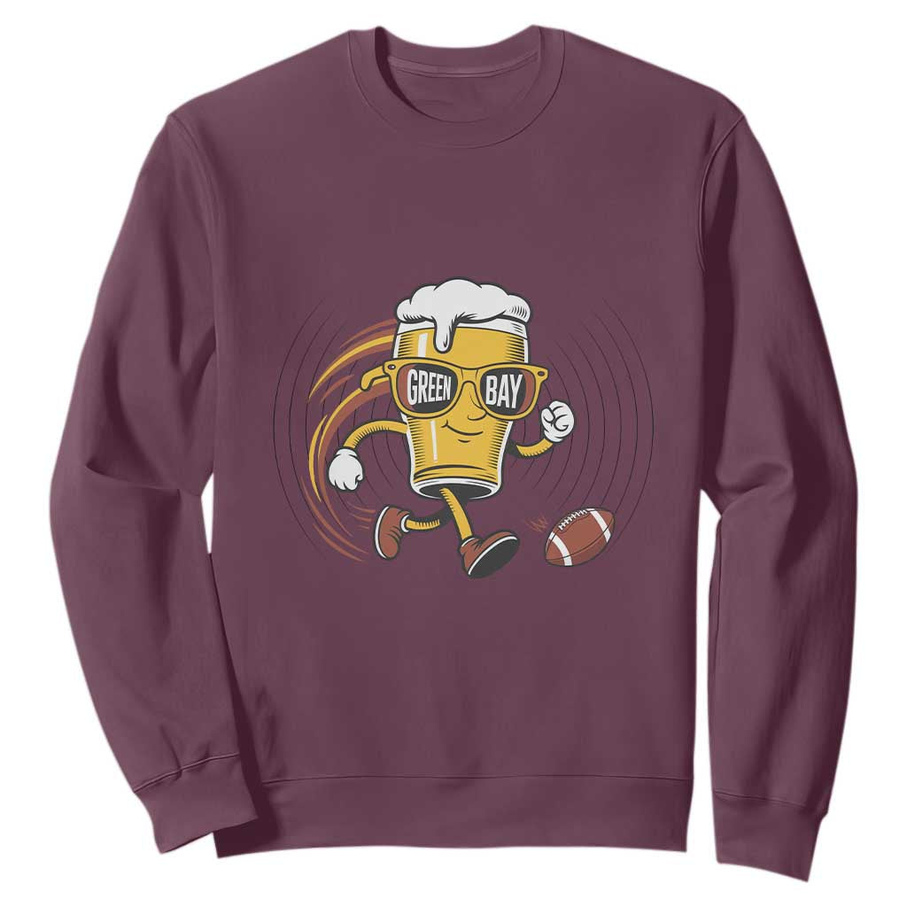 Funny Beer Mug Playing Football Sweatshirt Team Supporter GFF Gift TS12 Maroon Print Your Wear