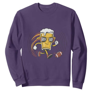 Funny Beer Mug Playing Football Sweatshirt Team Supporter Green Bay Gift TS12 Purple Print Your Wear