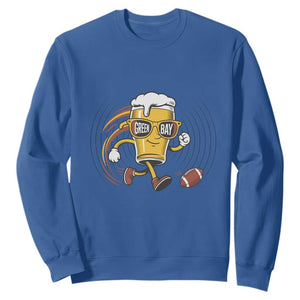 Funny Beer Mug Playing Football Sweatshirt Team Supporter Green Bay Gift TS12 Royal Blue Print Your Wear
