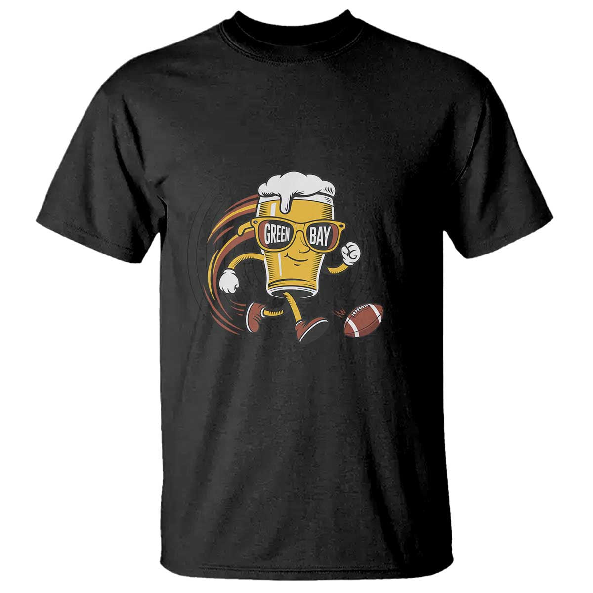 Funny Beer Mug Playing Football T Shirt Team Supporter Green Bay Gift TS12 Black Print Your Wear