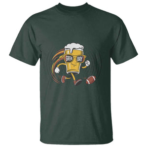 Funny Beer Mug Playing Football T Shirt Team Supporter Green Bay Gift TS12 Dark Forest Green Print Your Wear