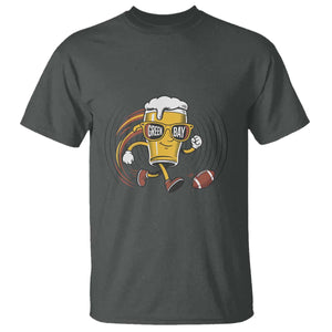 Funny Beer Mug Playing Football T Shirt Team Supporter Green Bay Gift TS12 Dark Heather Print Your Wear