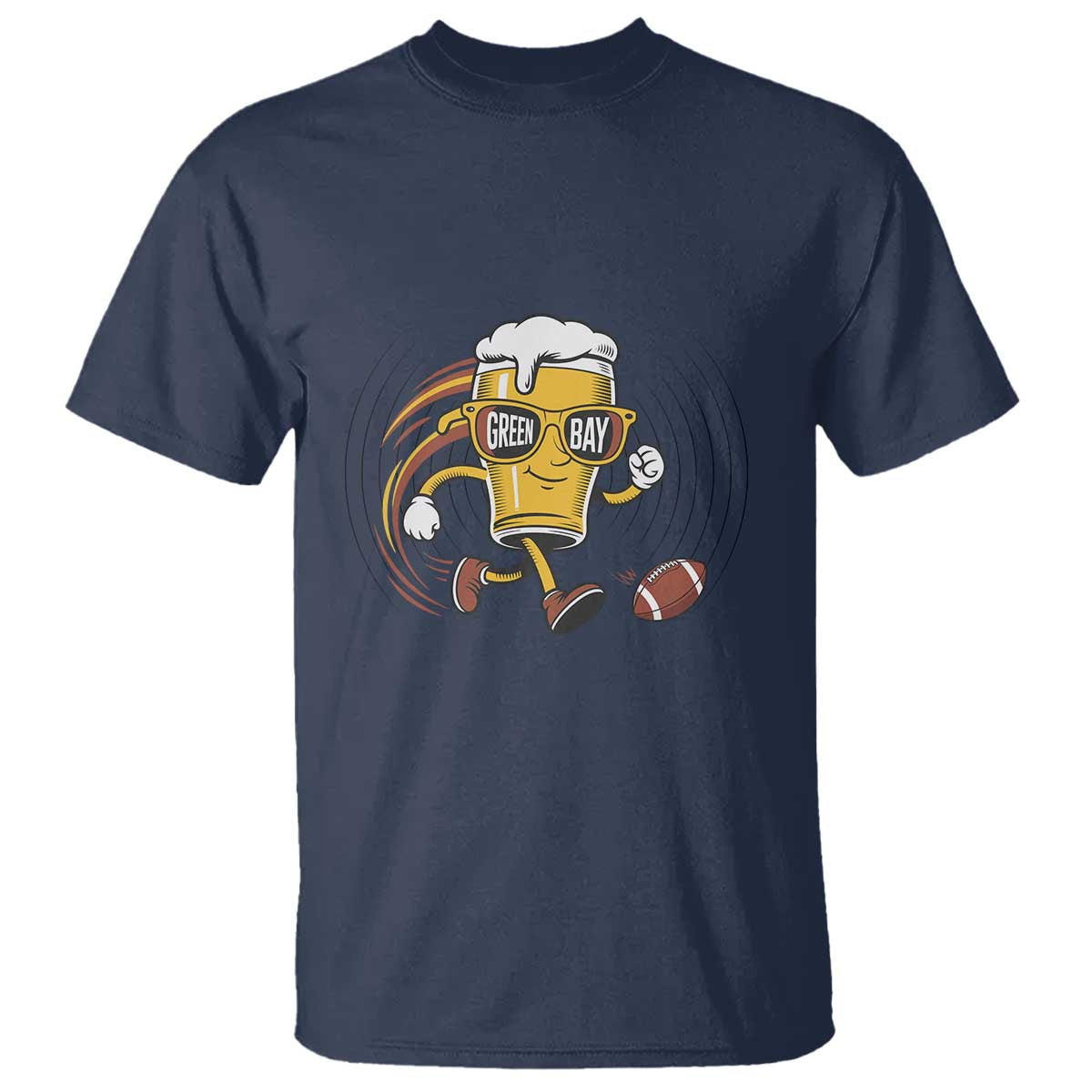 Funny Beer Mug Playing Football T Shirt Team Supporter Green Bay Gift TS12 Navy Print Your Wear
