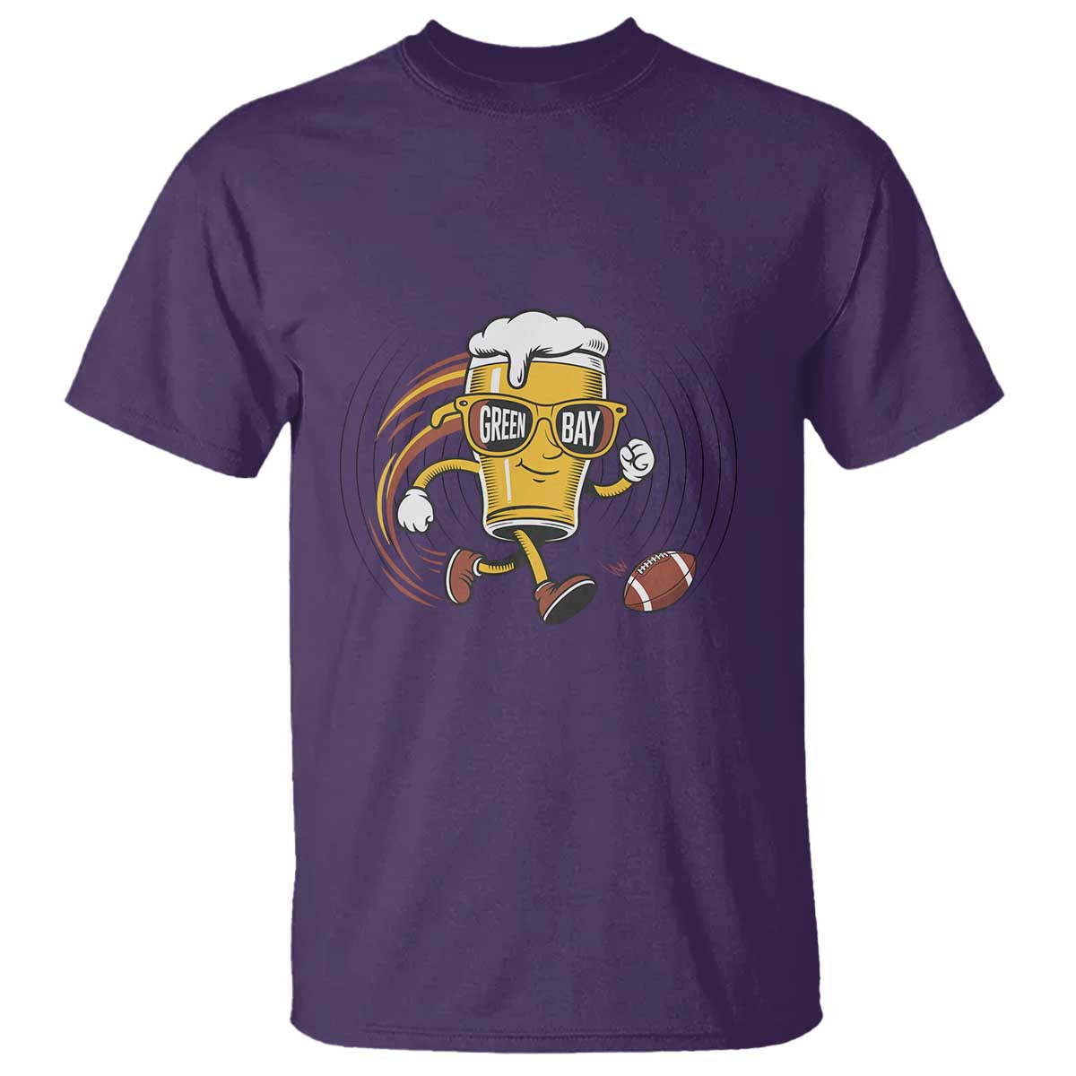 Funny Beer Mug Playing Football T Shirt Team Supporter Green Bay Gift TS12 Purple Print Your Wear