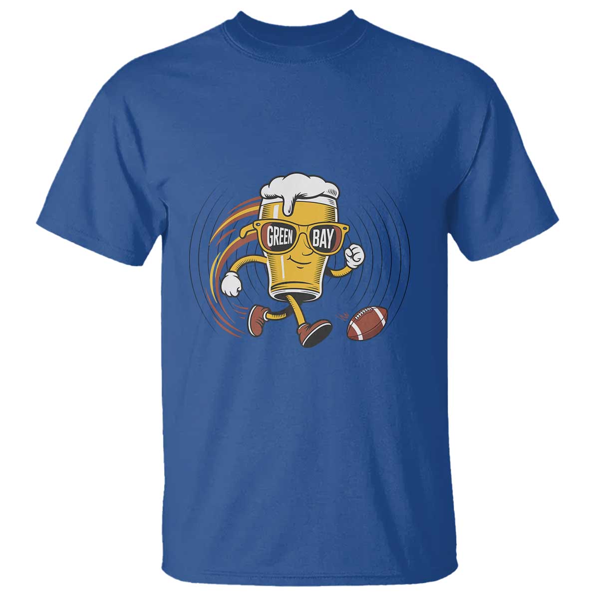 Funny Beer Mug Playing Football T Shirt Team Supporter Green Bay Gift TS12 Royal Blue Print Your Wear