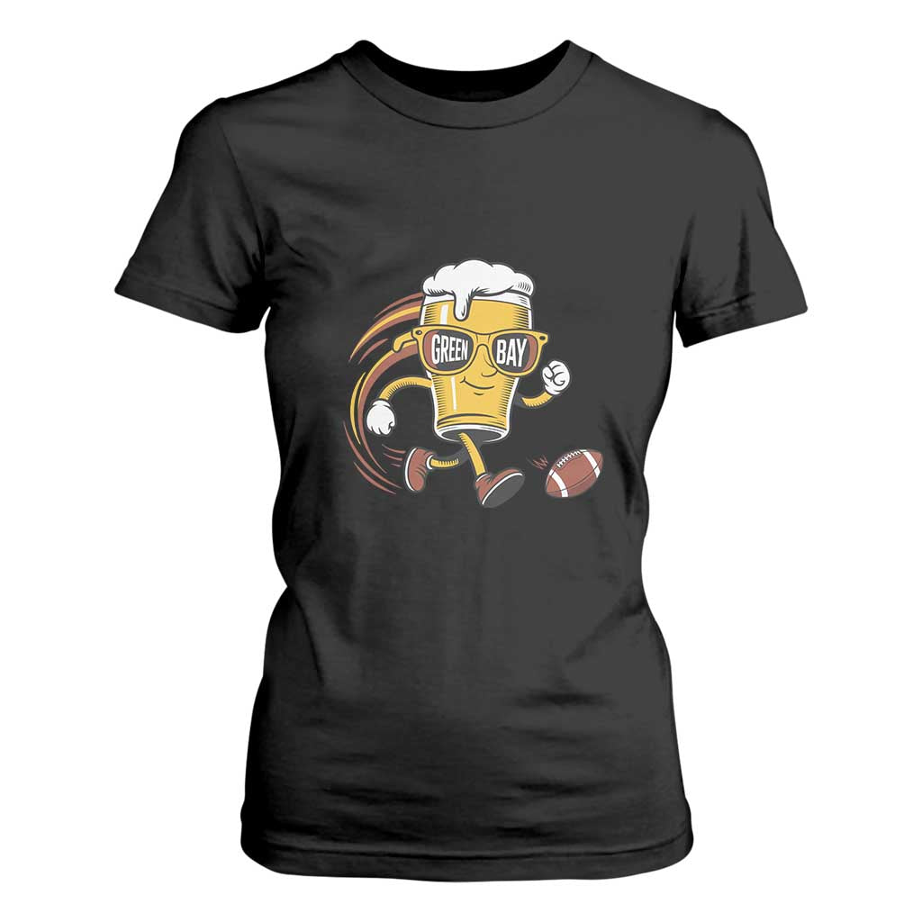 Funny Beer Mug Playing Football T Shirt For Women Team Supporter Green Bay Gift TS12 Black Print Your Wear