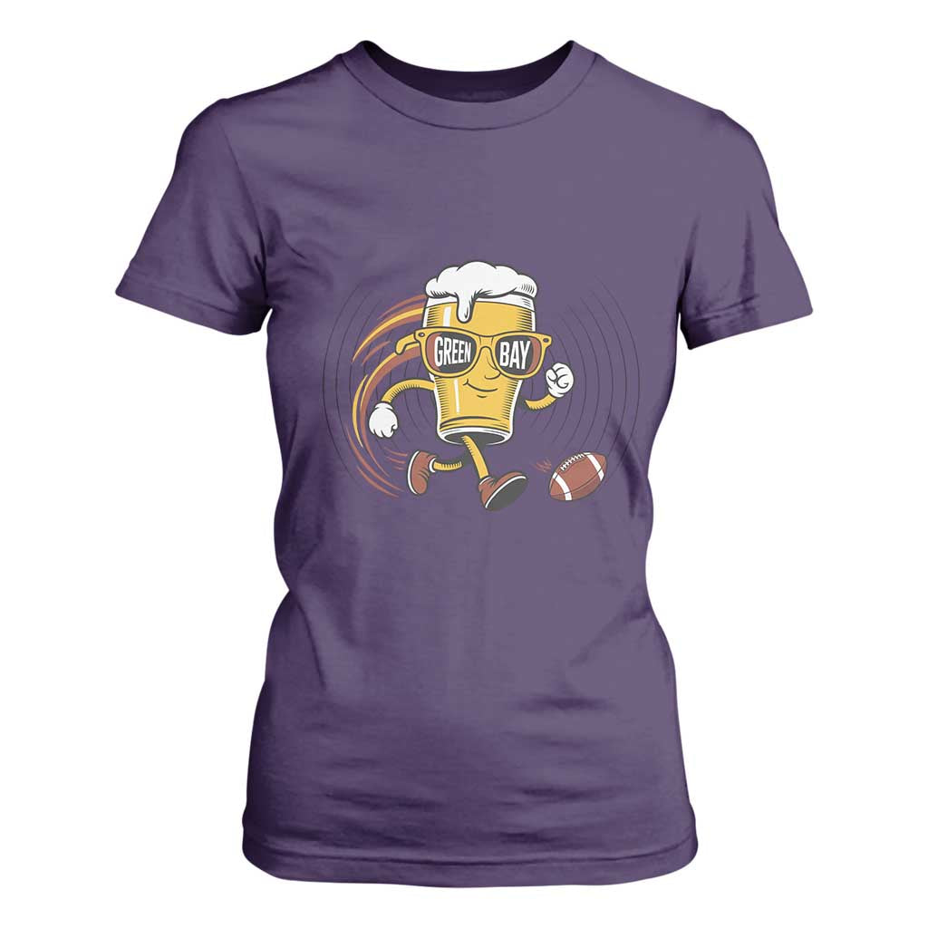 Funny Beer Mug Playing Football T Shirt For Women Team Supporter Green Bay Gift TS12 Purple Print Your Wear