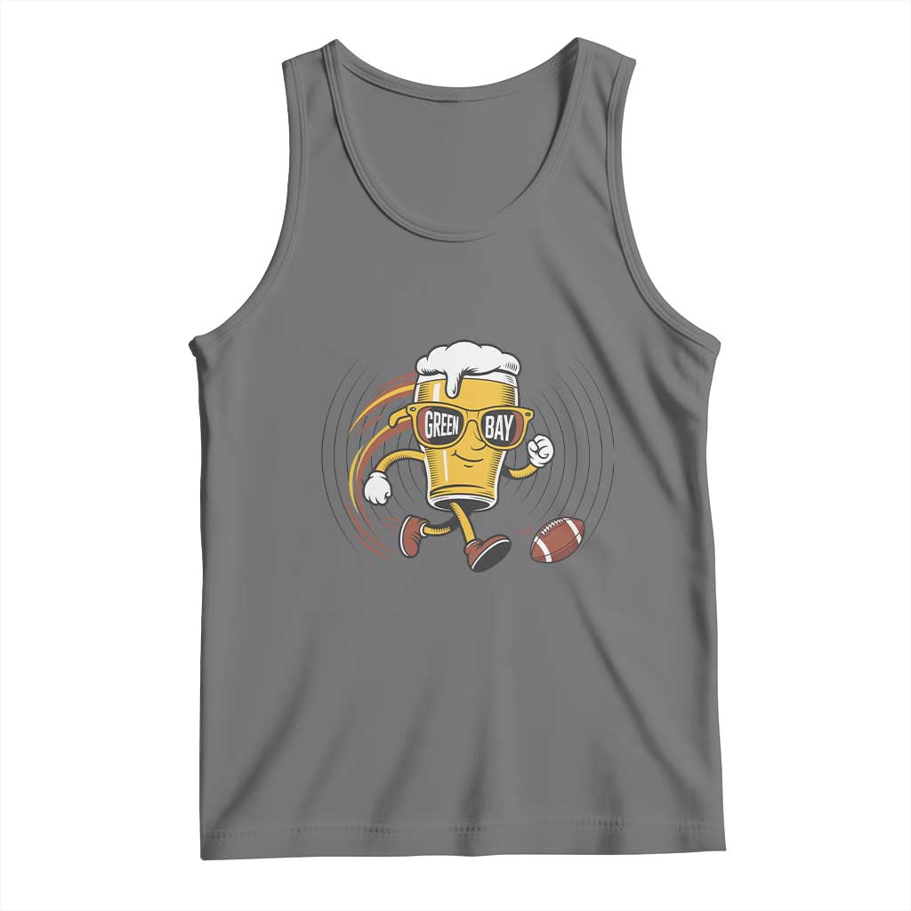 Funny Beer Mug Playing Football Tank Top Team Supporter Green Bay Gift TS12 Black Heather Print Your Wear