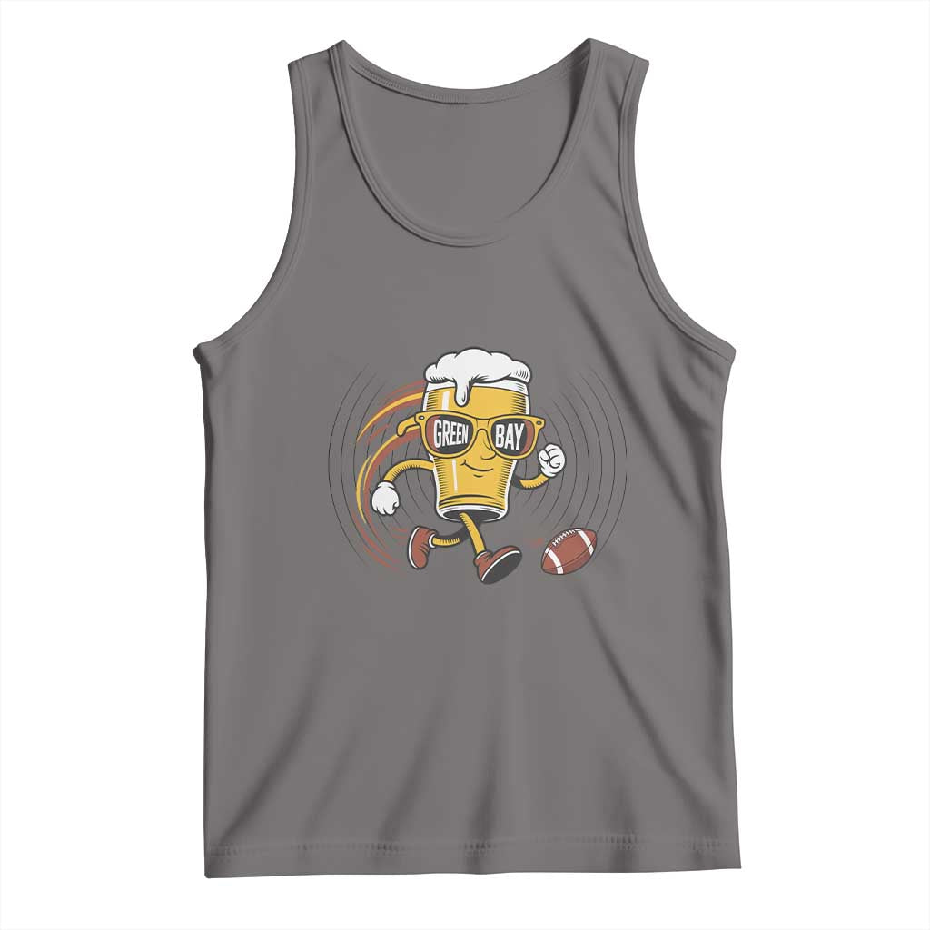 Funny Beer Mug Playing Football Tank Top Team Supporter Green Bay Gift TS12 Deep Heather Print Your Wear