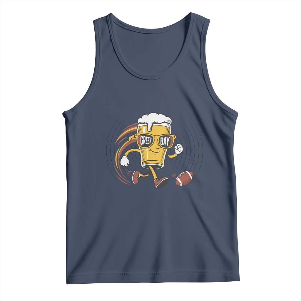 Funny Beer Mug Playing Football Tank Top Team Supporter Green Bay Gift TS12 Navy Print Your Wear