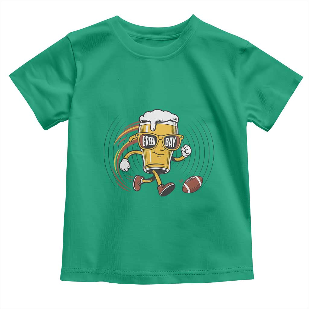 Funny Beer Mug Playing Football Toddler T Shirt Team Supporter Green Bay Gift TS12 Irish Green Print Your Wear
