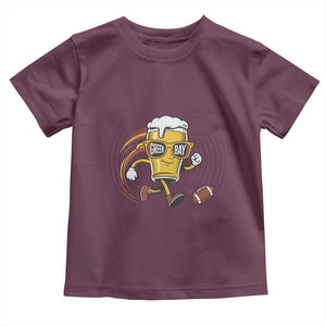Funny Beer Mug Playing Football Toddler T Shirt Team Supporter Green Bay Gift TS12 Maroon Print Your Wear