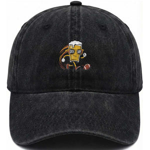 Funny Beer Mug Playing Football Washed Cotton Baseball Cap Team Supporter GFF Gift TS12 Print Your Wear