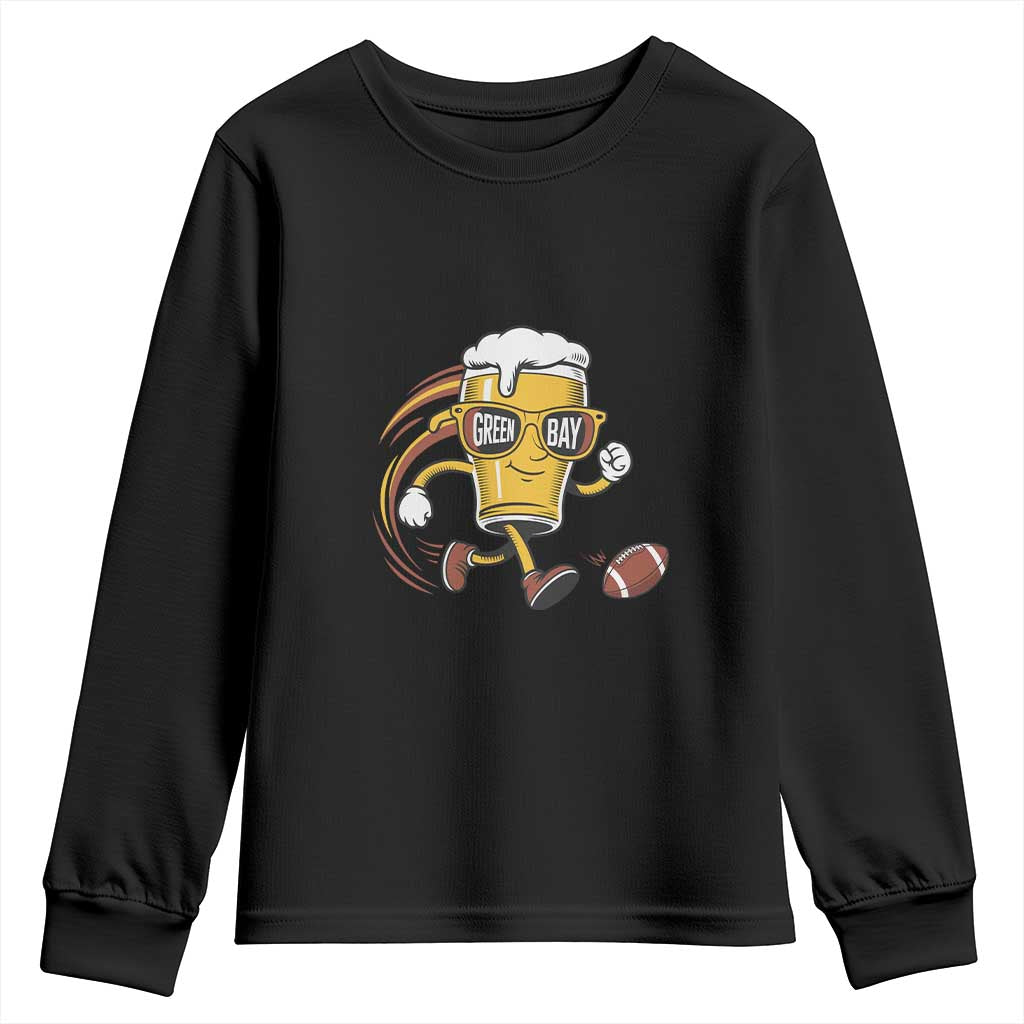 Funny Beer Mug Playing Football Youth Sweatshirt Team Supporter Green Bay Gift TS12 Black Print Your Wear