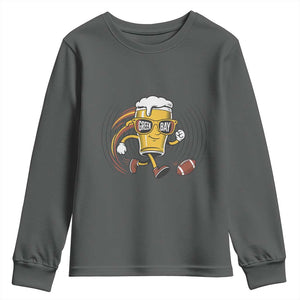 Funny Beer Mug Playing Football Youth Sweatshirt Team Supporter Green Bay Gift TS12 Dark Heather Print Your Wear