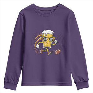 Funny Beer Mug Playing Football Youth Sweatshirt Team Supporter Green Bay Gift TS12 Purple Print Your Wear