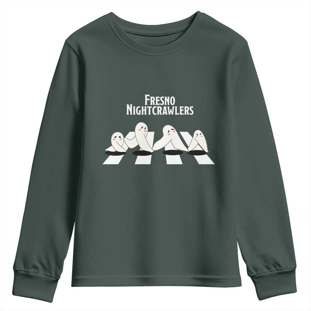 Fresno Nightcrawler Youth Sweatshirt Folklore Gothic Horror Cryptid Gift TS12 Dark Forest Green Print Your Wear