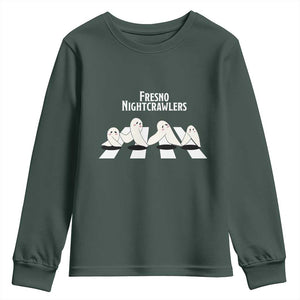Fresno Nightcrawler Youth Sweatshirt Folklore Gothic Horror Cryptid Gift TS12 Dark Forest Green Print Your Wear