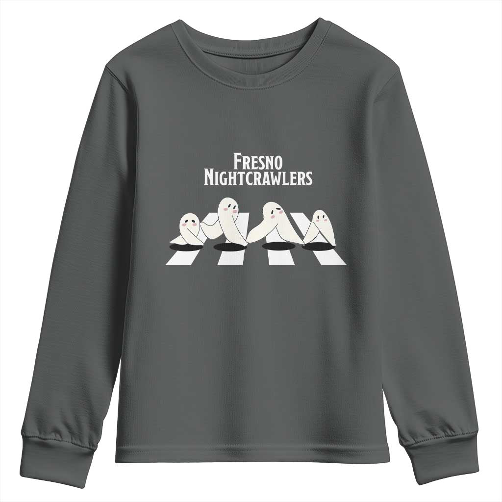 Fresno Nightcrawler Youth Sweatshirt Folklore Gothic Horror Cryptid Gift TS12 Dark Heather Print Your Wear