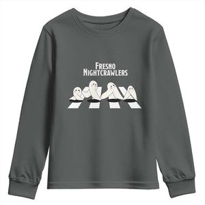 Fresno Nightcrawler Youth Sweatshirt Folklore Gothic Horror Cryptid Gift TS12 Dark Heather Print Your Wear