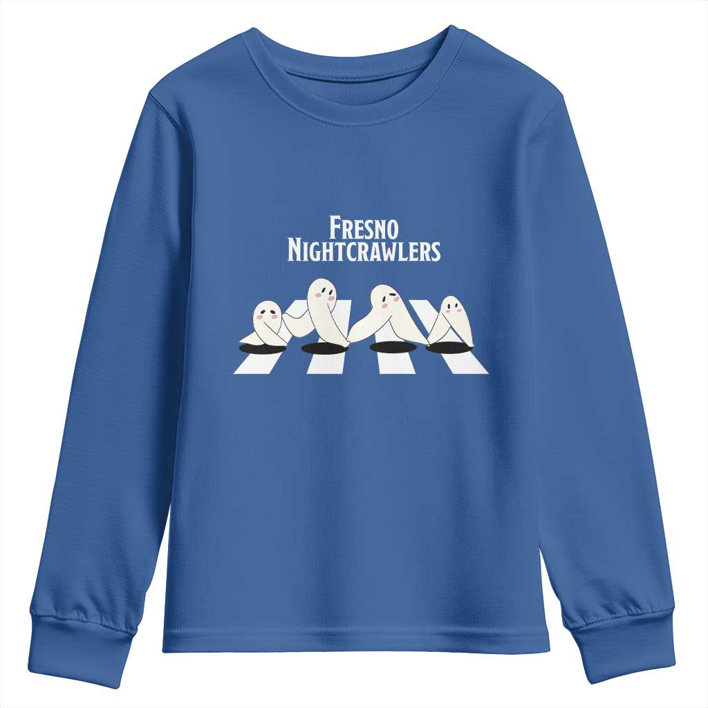 Fresno Nightcrawler Youth Sweatshirt Folklore Gothic Horror Cryptid Gift TS12 Royal Blue Print Your Wear