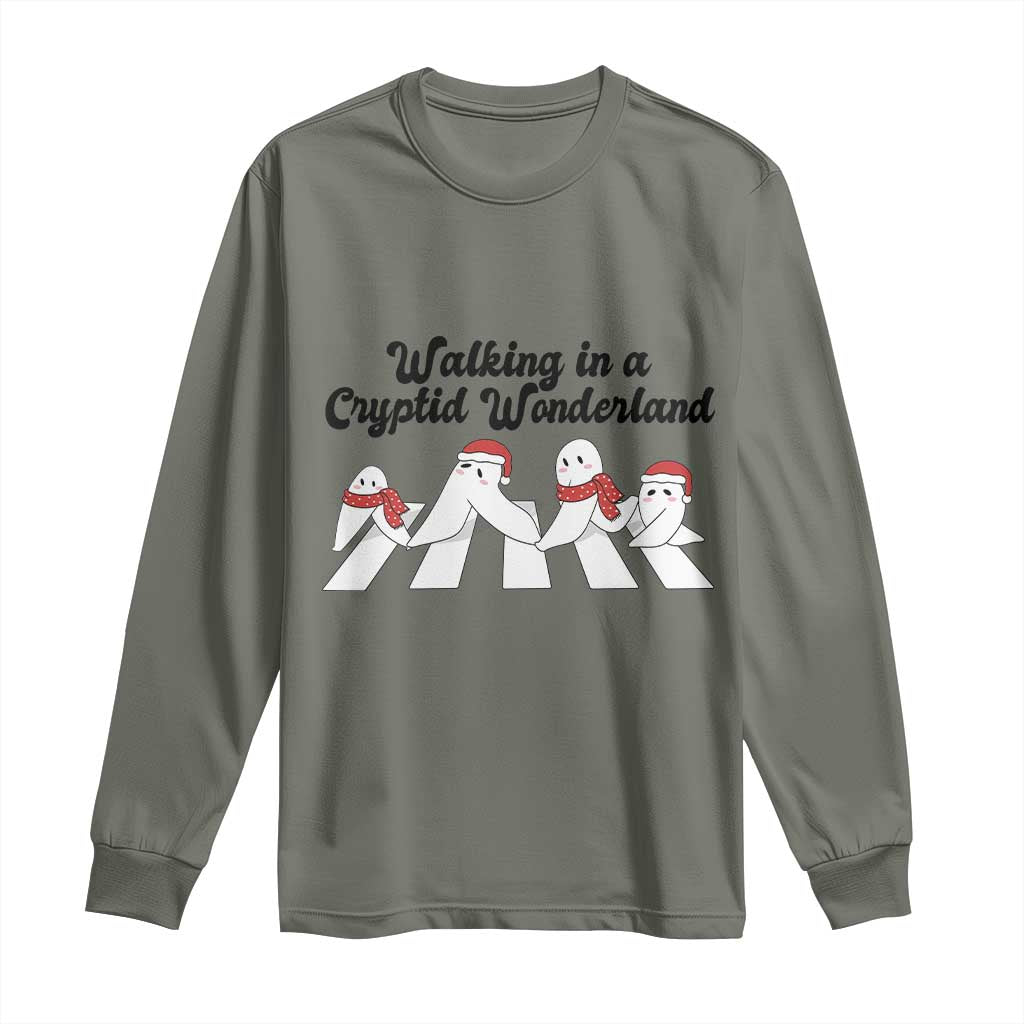 Funny Fresno Nightcrawlers Christmas Gift Long Sleeve Shirt Walking In A Cryptid Wonderland TS12 Military Green Print Your Wear