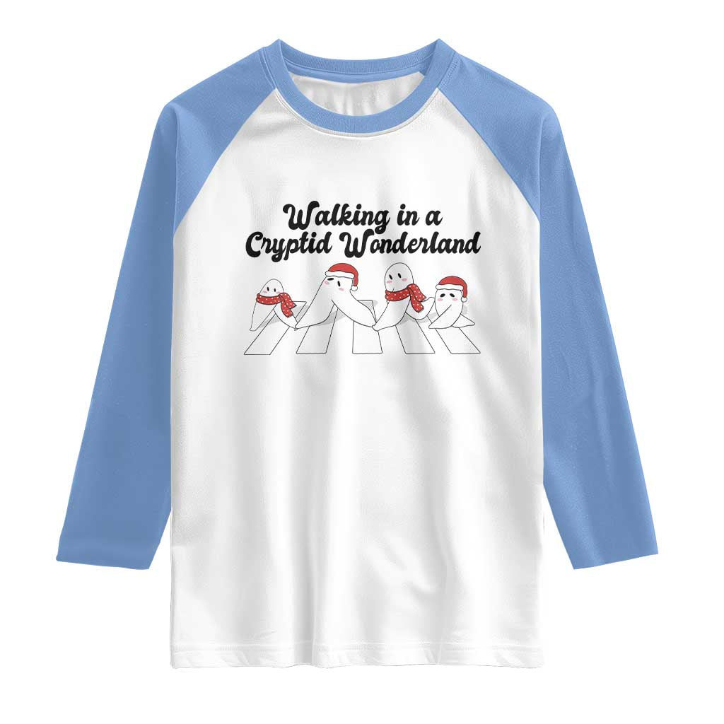 Funny Fresno Nightcrawlers Christmas Gift Raglan Shirt Walking In A Cryptid Wonderland TS12 White Carolina Blue Print Your Wear
