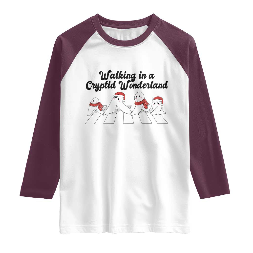 Funny Fresno Nightcrawlers Christmas Gift Raglan Shirt Walking In A Cryptid Wonderland TS12 White Maroon Print Your Wear