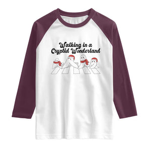 Funny Fresno Nightcrawlers Christmas Gift Raglan Shirt Walking In A Cryptid Wonderland TS12 White Maroon Print Your Wear