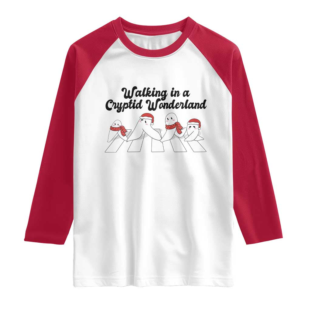 Funny Fresno Nightcrawlers Christmas Gift Raglan Shirt Walking In A Cryptid Wonderland TS12 White Red Print Your Wear
