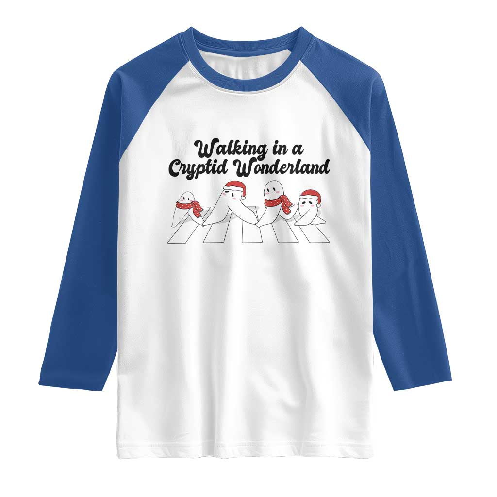 Funny Fresno Nightcrawlers Christmas Gift Raglan Shirt Walking In A Cryptid Wonderland TS12 White Royal Print Your Wear