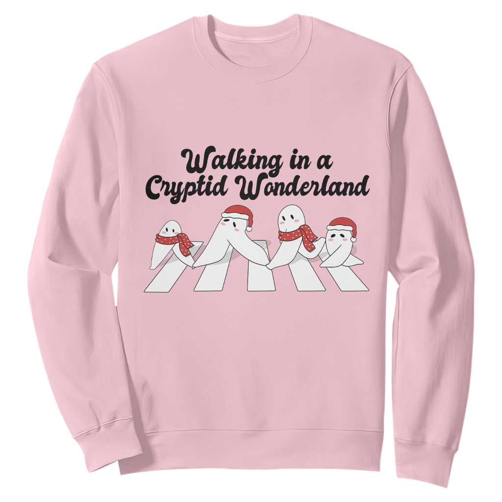 Funny Fresno Nightcrawlers Christmas Gift Sweatshirt Walking In A Cryptid Wonderland TS12 Light Pink Print Your Wear