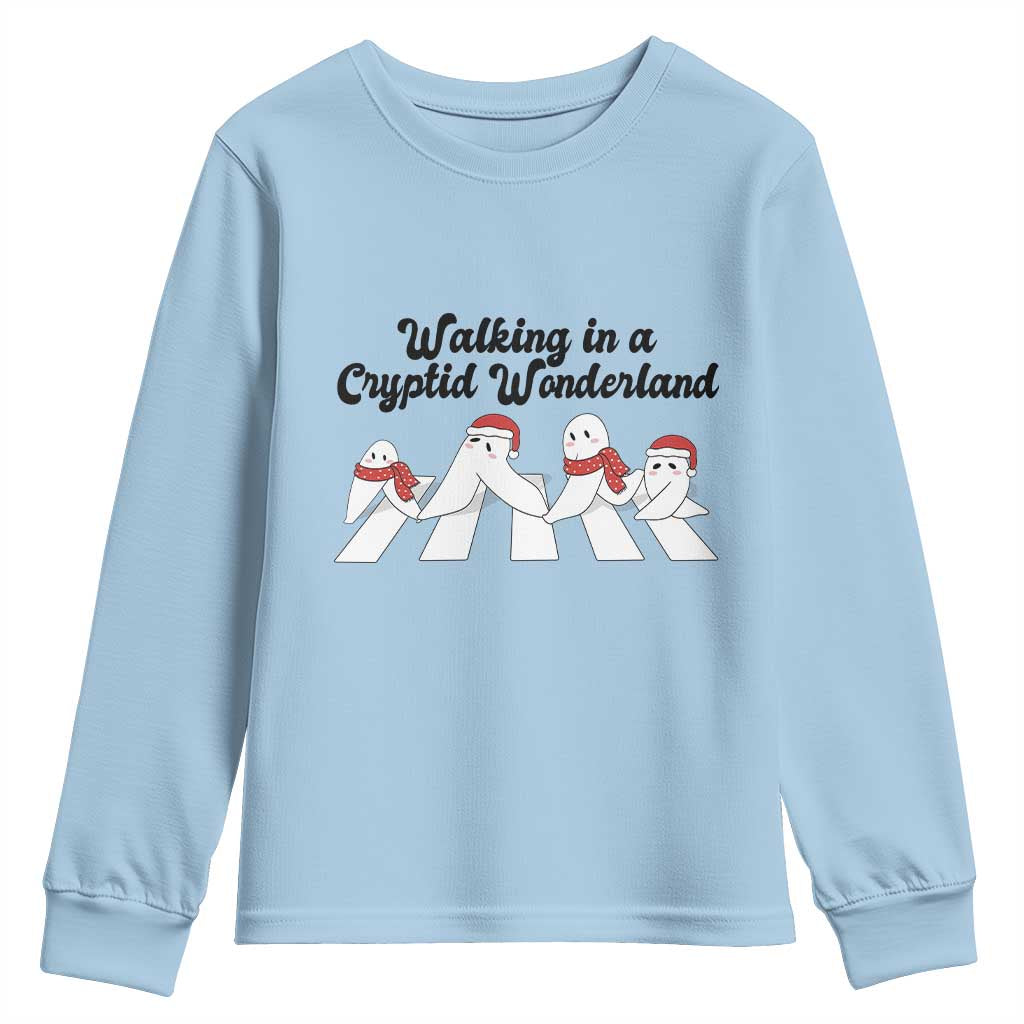 Funny Fresno Nightcrawlers Christmas Gift Youth Sweatshirt Walking In A Cryptid Wonderland TS12 Light Blue Print Your Wear