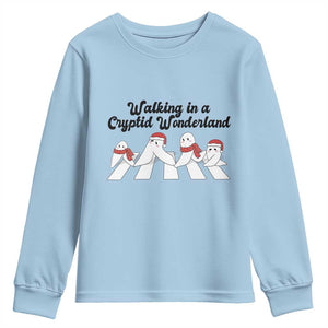 Funny Fresno Nightcrawlers Christmas Gift Youth Sweatshirt Walking In A Cryptid Wonderland TS12 Light Blue Print Your Wear