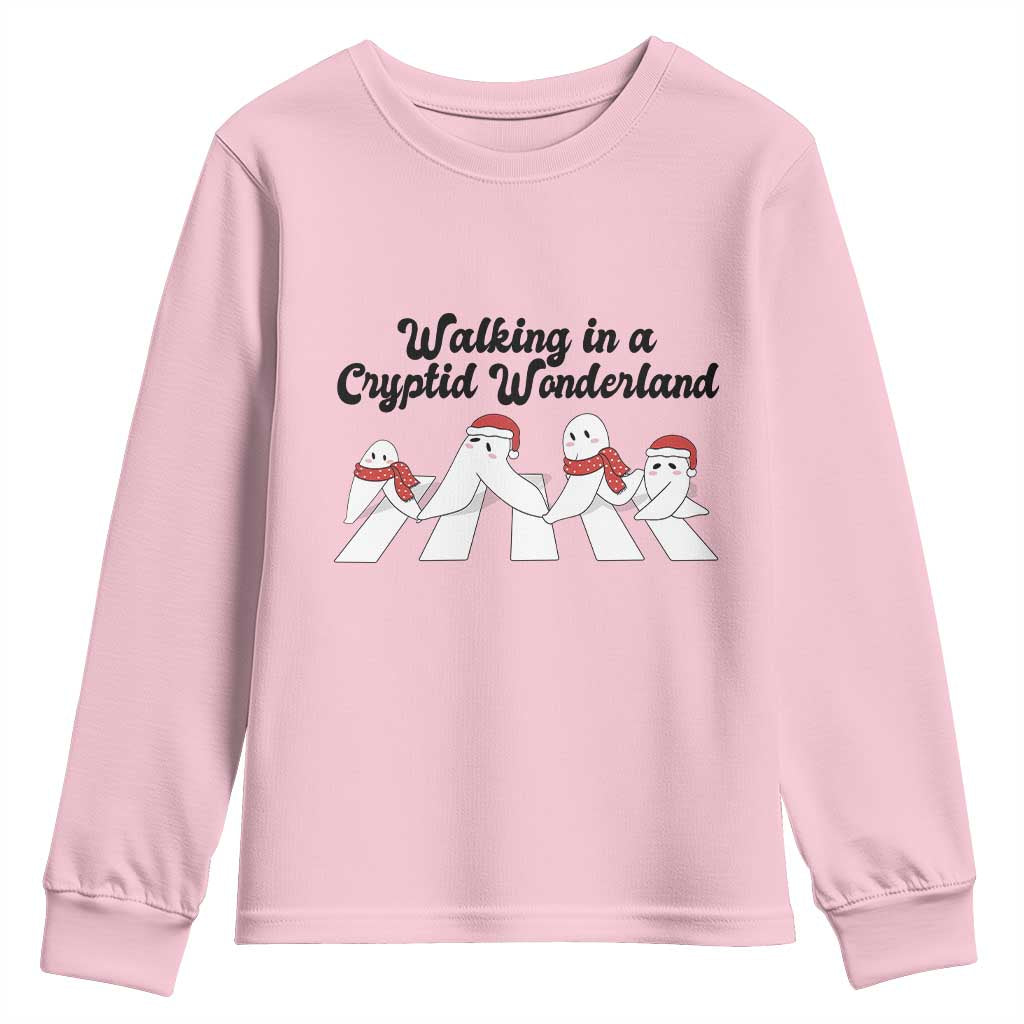 Funny Fresno Nightcrawlers Christmas Gift Youth Sweatshirt Walking In A Cryptid Wonderland TS12 Light Pink Print Your Wear