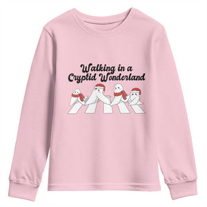 Funny Fresno Nightcrawlers Christmas Gift Youth Sweatshirt Walking In A Cryptid Wonderland TS12 Light Pink Print Your Wear