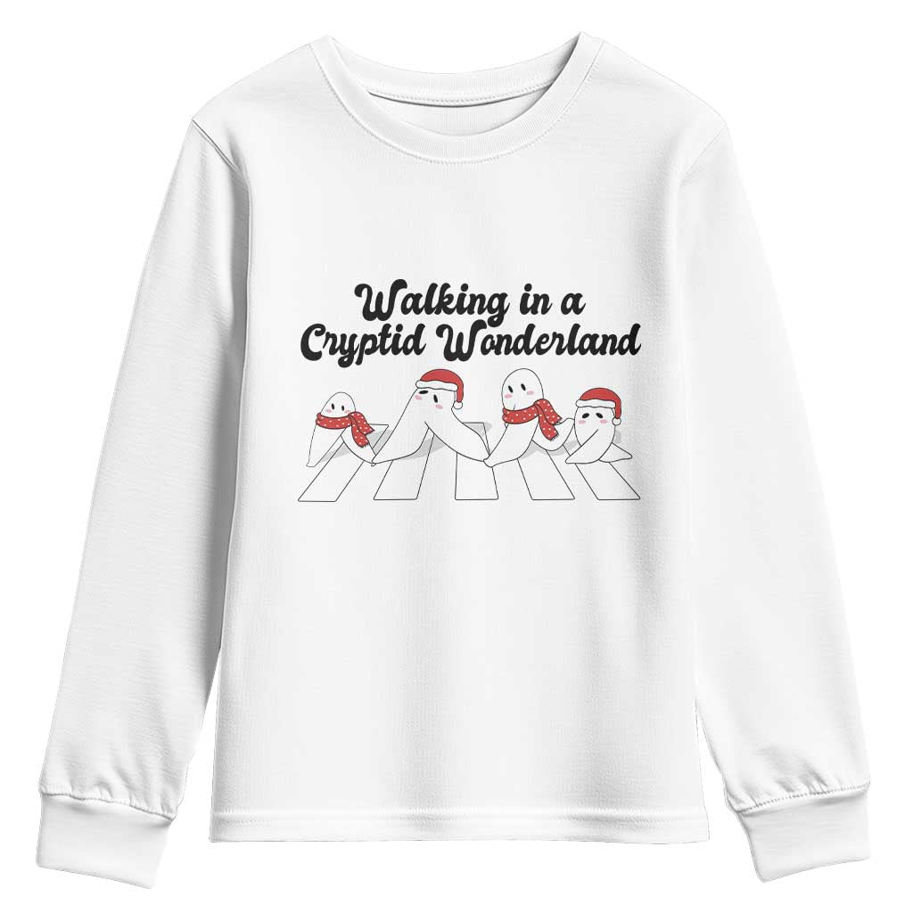 Funny Fresno Nightcrawlers Christmas Gift Youth Sweatshirt Walking In A Cryptid Wonderland TS12 White Print Your Wear