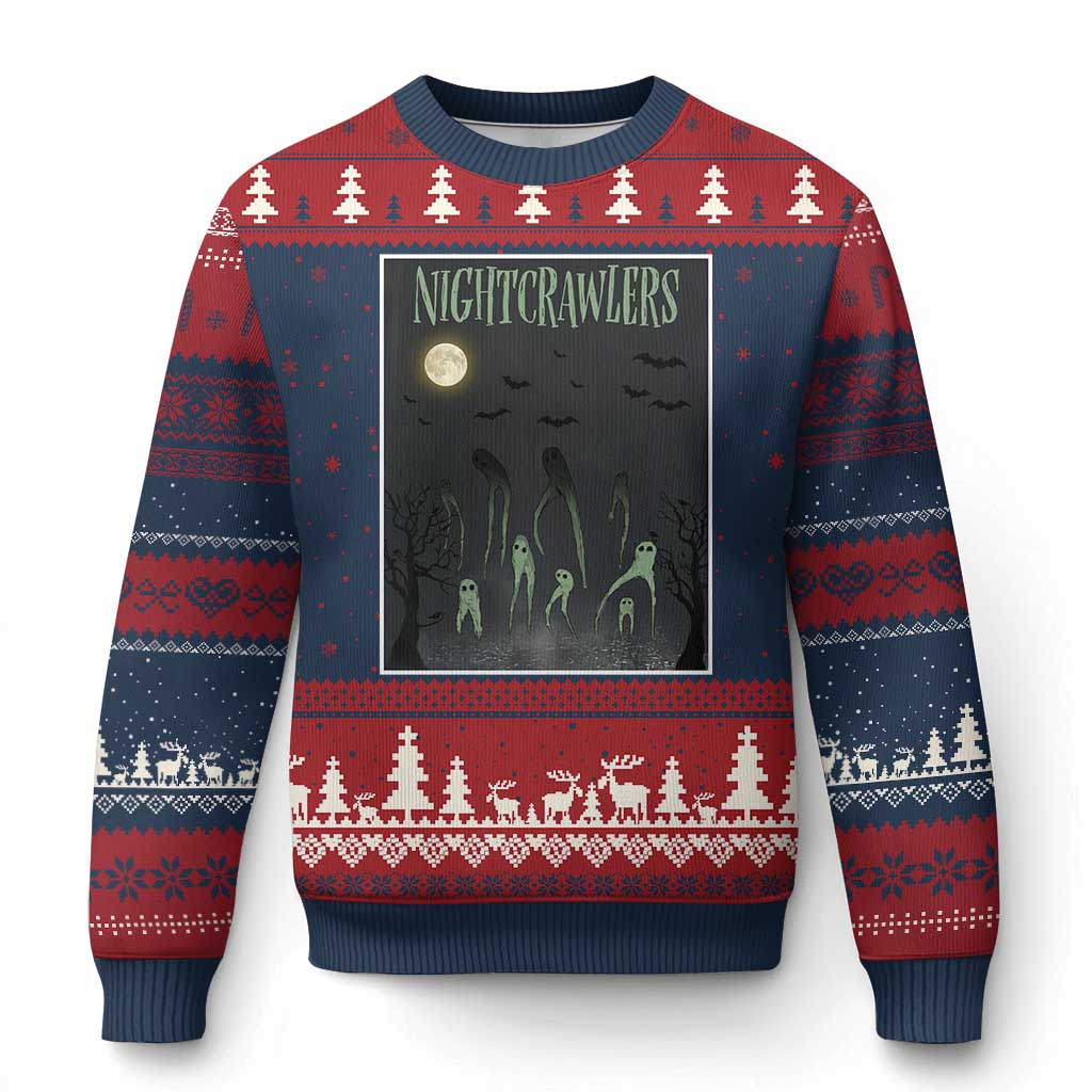 Fresno Nightcrawlers Ugly Christmas Sweater Gothic Cryptid Horror Fan Gift TS12 Navy Red Print Your Wear