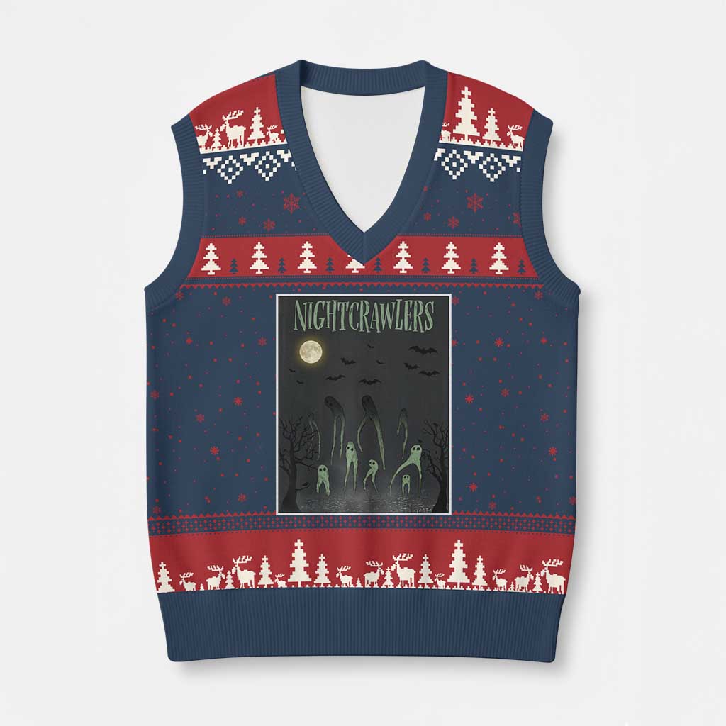Fresno Nightcrawlers V-Neck Knit Sweater Vest Gothic Cryptid Horror Fan Gift TS12 Navy Red Print Your Wear