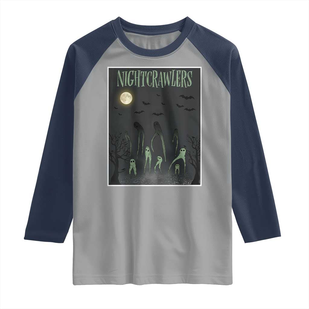 Fresno Nightcrawlers Raglan Shirt Gothic Cryptid Horror Fan Gift TS12 Sport Gray Navy Print Your Wear